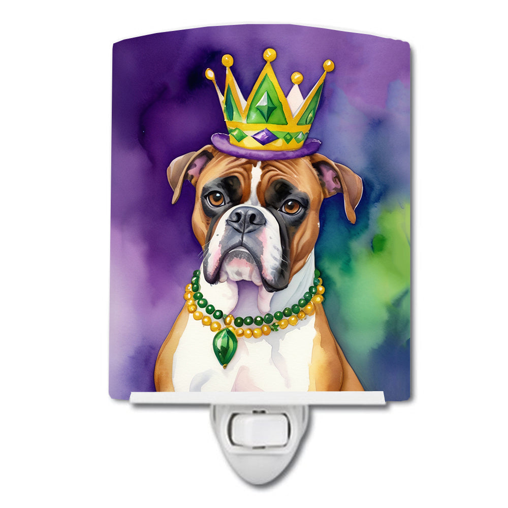 DAC4753CNL 6 x 4 in. Boxer King of Mardi Gras Ceramic Night Light