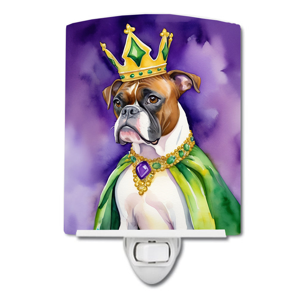 DAC4754CNL 6 x 4 in. Boxer King of Mardi Gras Ceramic Night Light