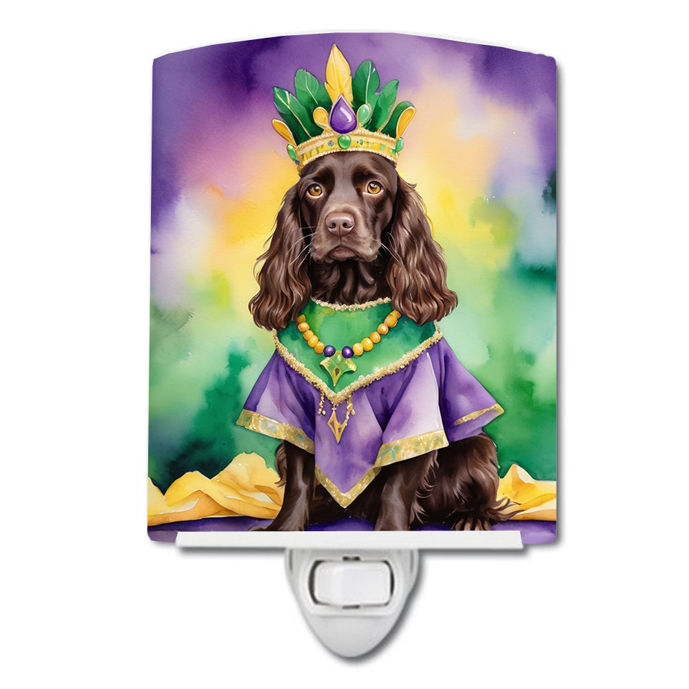 6 x 4 in. Boykin Spaniel King of Mardi Gras Ceramic Night Light