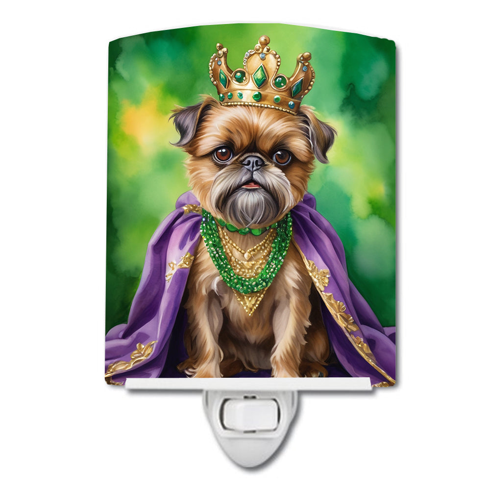DAC4757CNL 6 x 4 in. Brussels Griffon King of Mardi Gras Ceramic Night Light