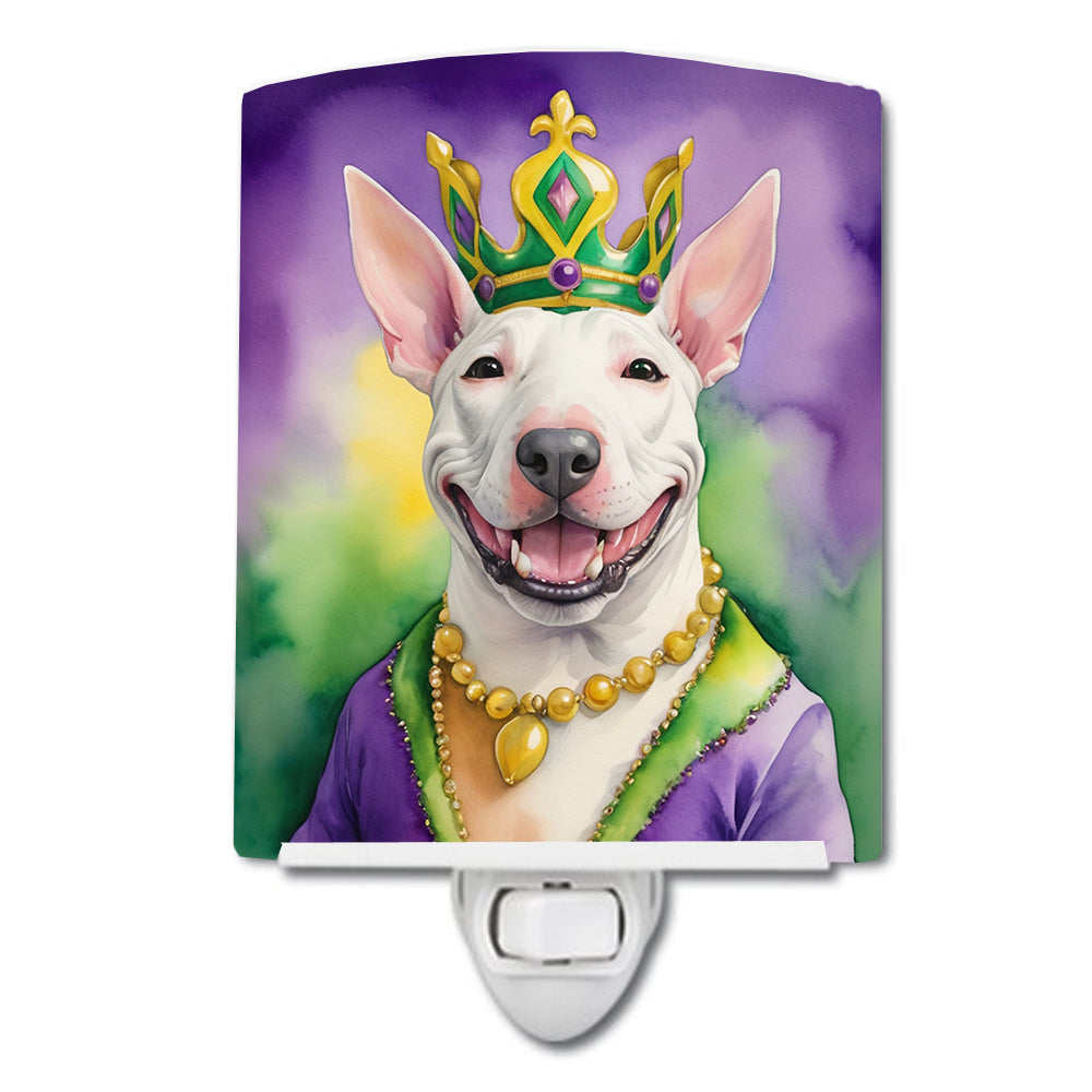 DAC4758CNL 6 x 4 in. Bull Terrier King of Mardi Gras Ceramic Night Light