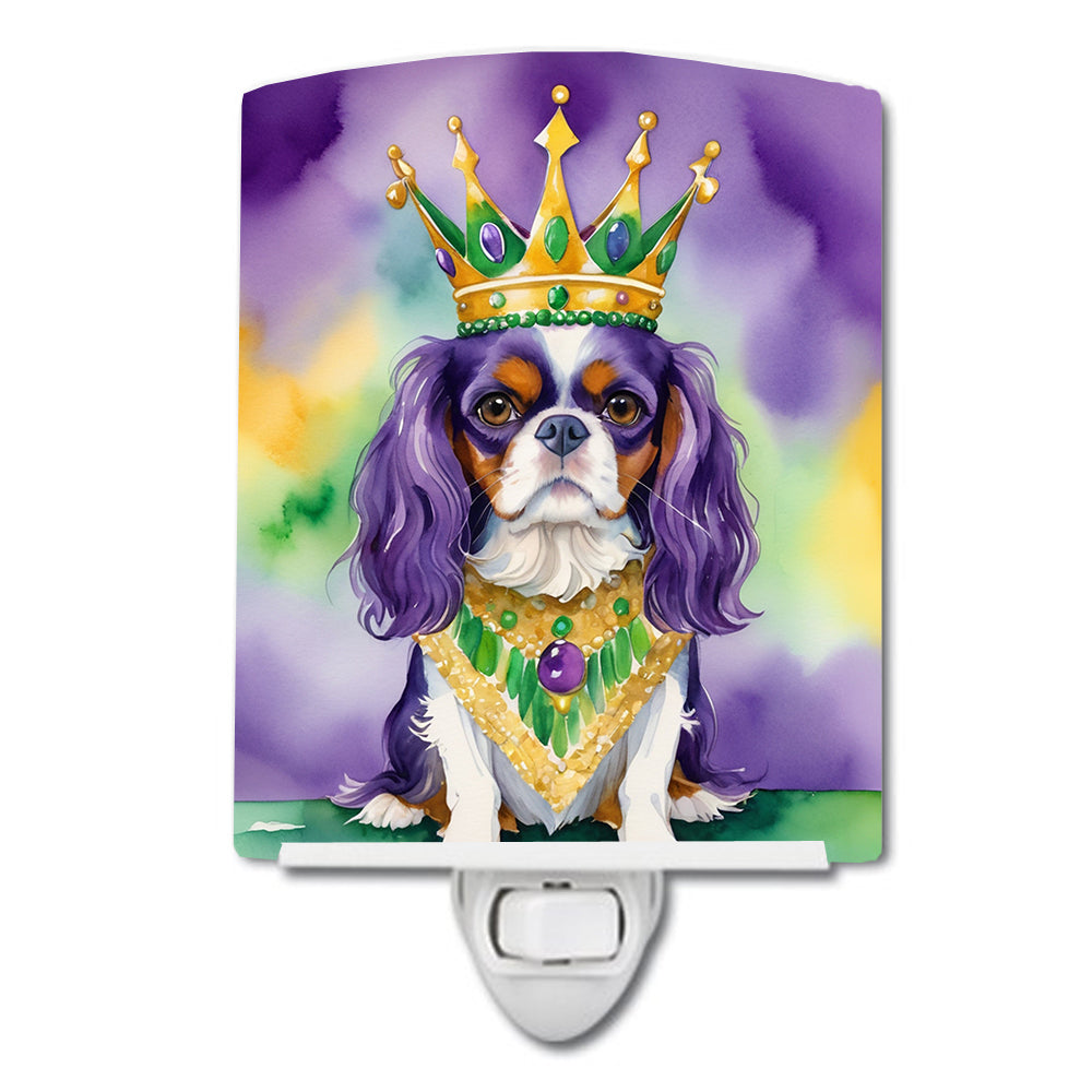 6 x 4 in. Cavalier Spaniel King of Mardi Gras Ceramic Night Light