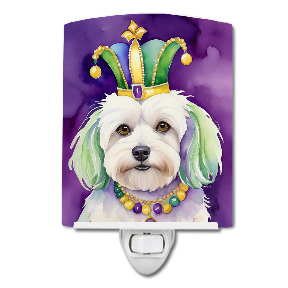 DAC4775CNL 6 x 4 in. Coton de Tulear King of Mardi Gras Ceramic Night Light
