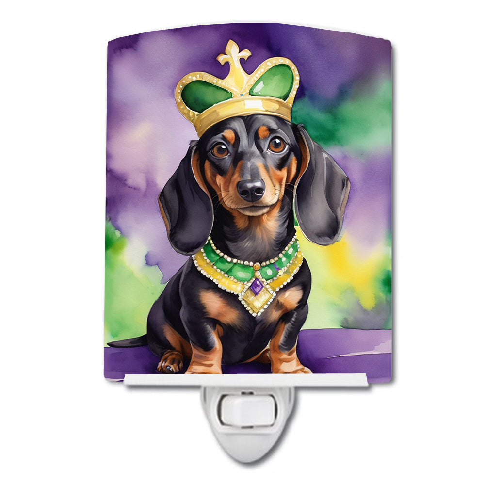 6 x 4 in. Dachshund King of Mardi Gras Ceramic Night Light