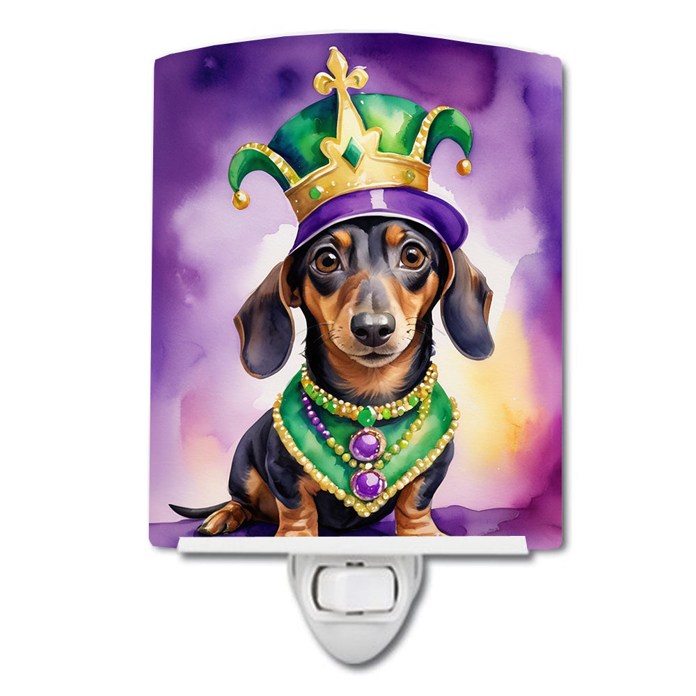 6 x 4 in. Dachshund King of Mardi Gras Ceramic Night Light