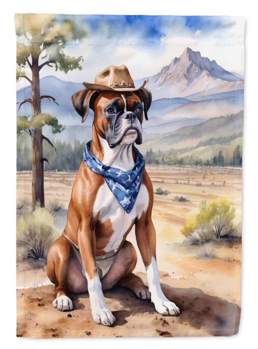 40 x 28 in. Boxer Cowboy Welcome House Flag