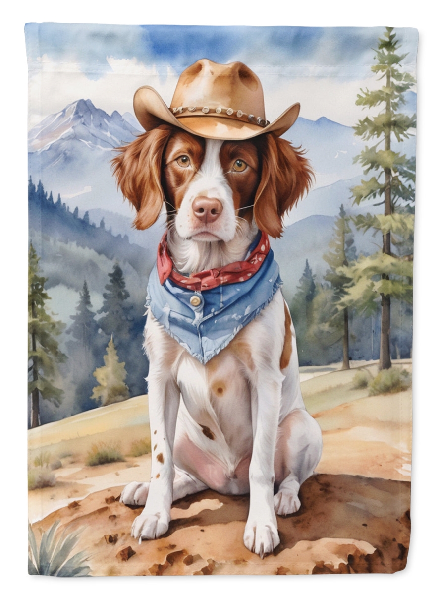 DAC5865CHF 40 x 28 in. Brittany Spaniel Cowboy Welcome House Flag