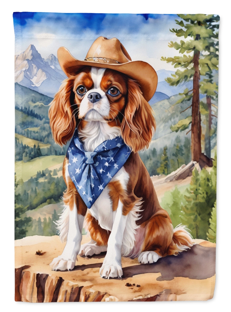 DAC5873CHF 40 x 28 in. Cavalier Spaniel Cowboy Welcome House Flag