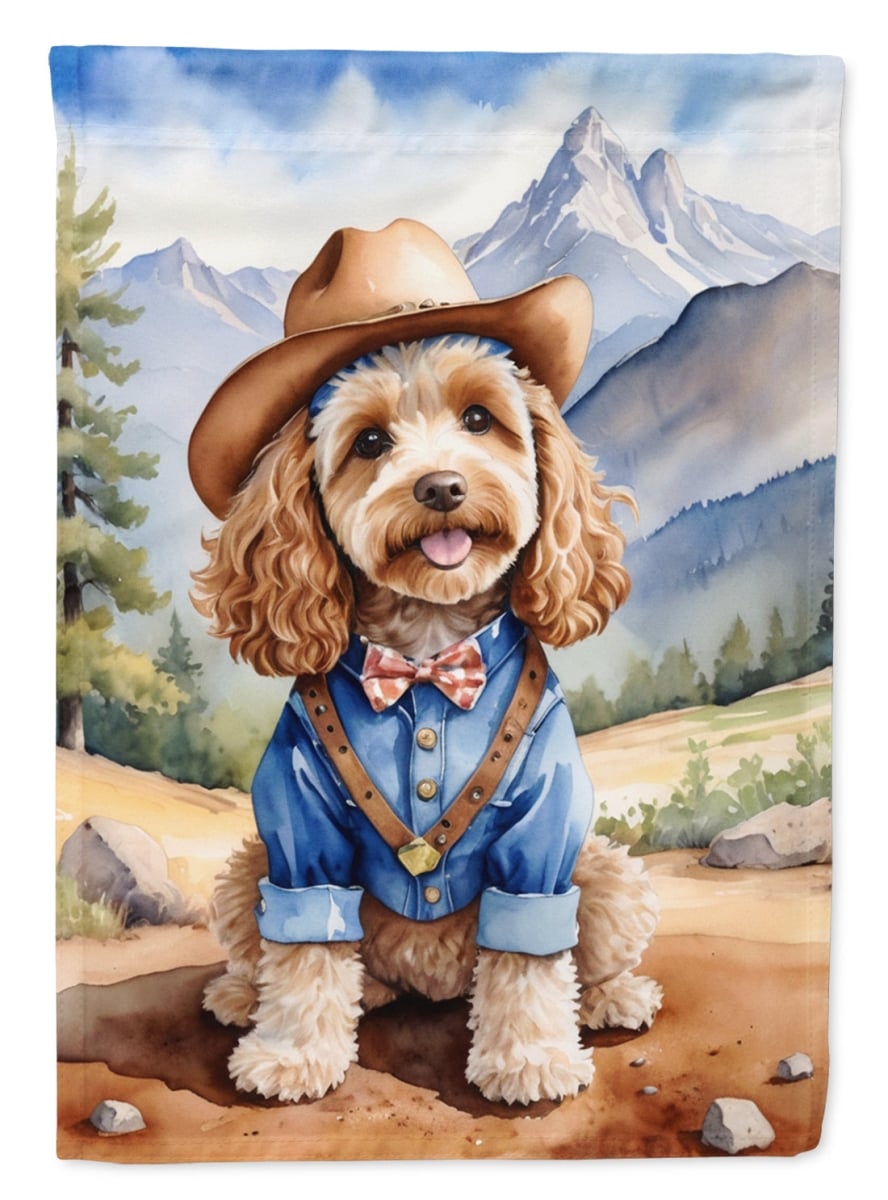 40 x 28 in. Cockapoo Cowboy Welcome House Flag
