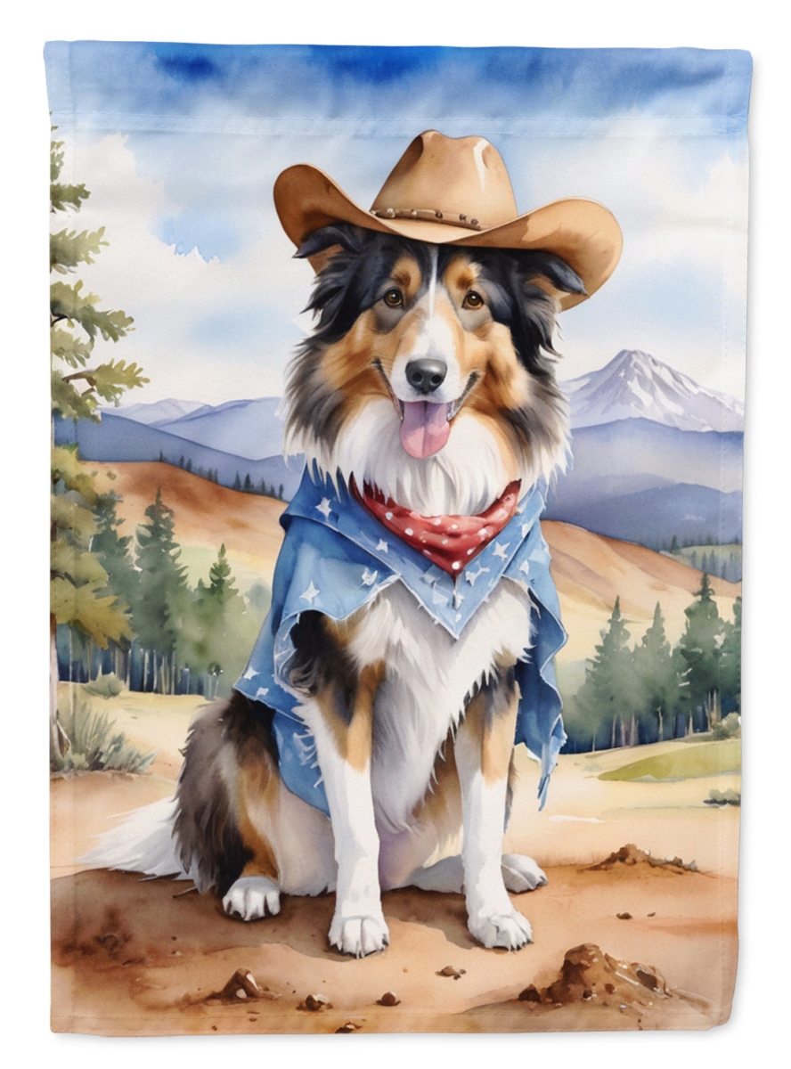 40 x 28 in. Collie Cowboy Welcome House Flag