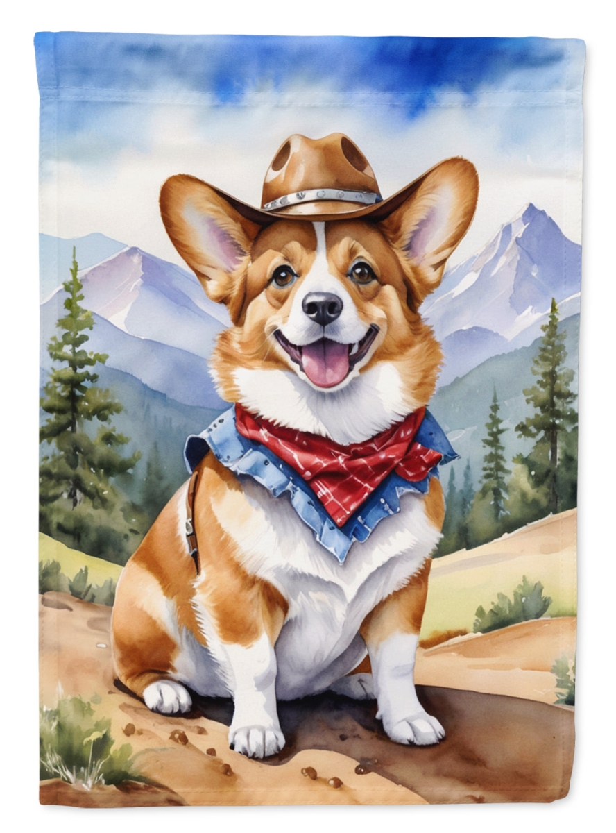 40 x 28 in. Corgi Cowboy Welcome House Flag
