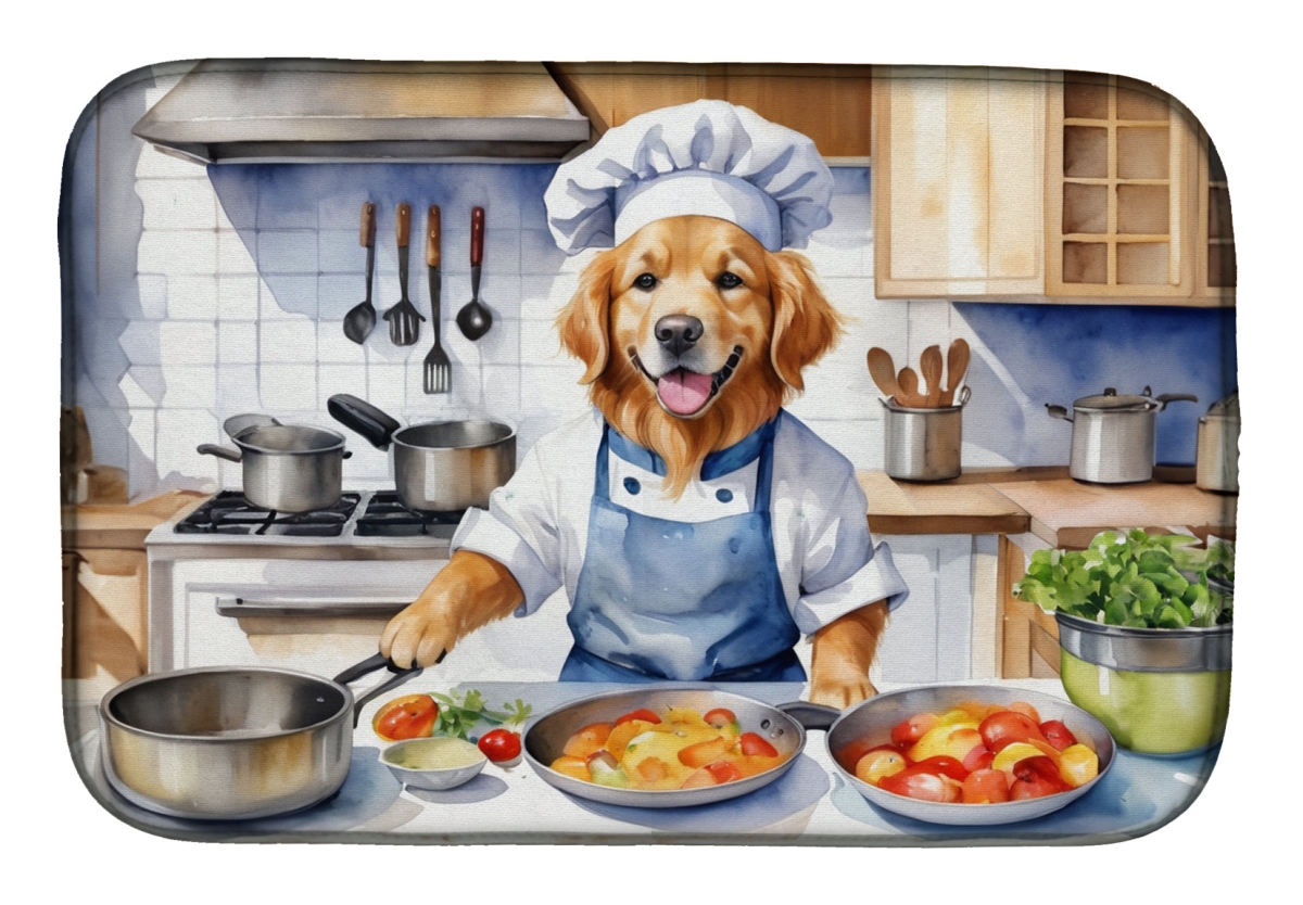 Picture of Carolines Treasures DAC6257DDM 21 x 14 in. Golden Retriever The Chef Dish Drying Mat