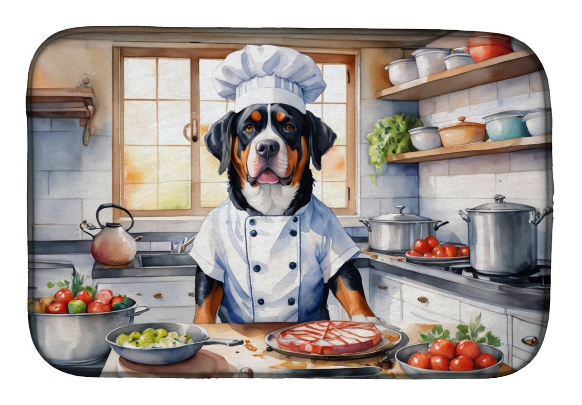 Picture of Carolines Treasures DAC6262DDM 21 x 14 in. Greater Swiss Mountain Dog The Chef Dish Drying Mat