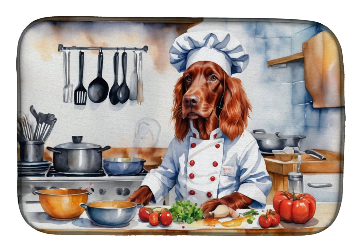 Picture of Carolines Treasures DAC6266DDM 21 x 14 in. Irish Setter The Chef Dish Drying Mat