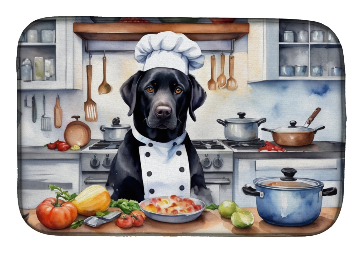 Picture of Carolines Treasures DAC6276DDM 21 x 14 in. Black Labrador Retriever The Chef Dish Drying Mat