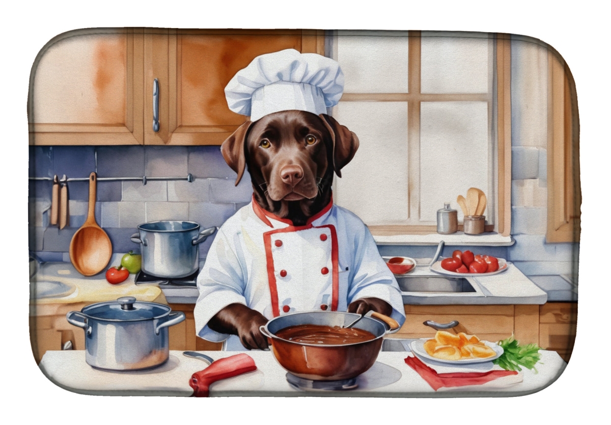 Picture of Carolines Treasures DAC6277DDM 21 x 14 in. Chocolate Labrador Retriever The Chef Dish Drying Mat