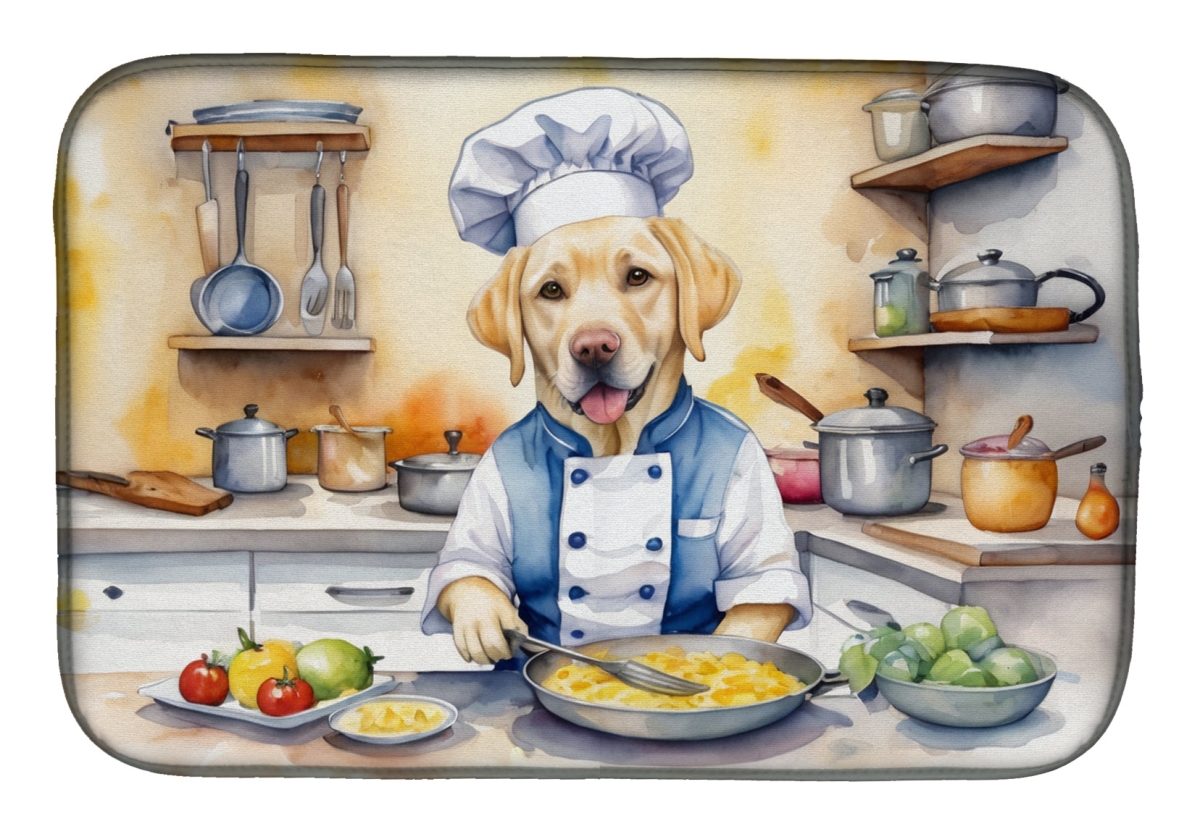 Picture of Carolines Treasures DAC6278DDM 21 x 14 in. Yellow Labrador Retriever The Chef Dish Drying Mat