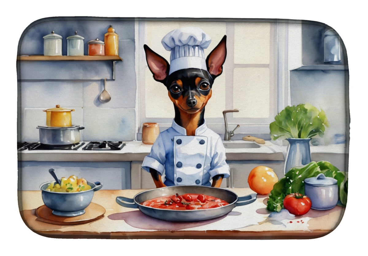 Picture of Carolines Treasures DAC6286DDM 21 x 14 in. Miniature Pinscher The Chef Dish Drying Mat