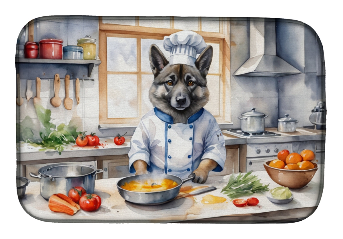 Picture of Carolines Treasures DAC6291DDM 21 x 14 in. Norwegian Elkhound The Chef Dish Drying Mat
