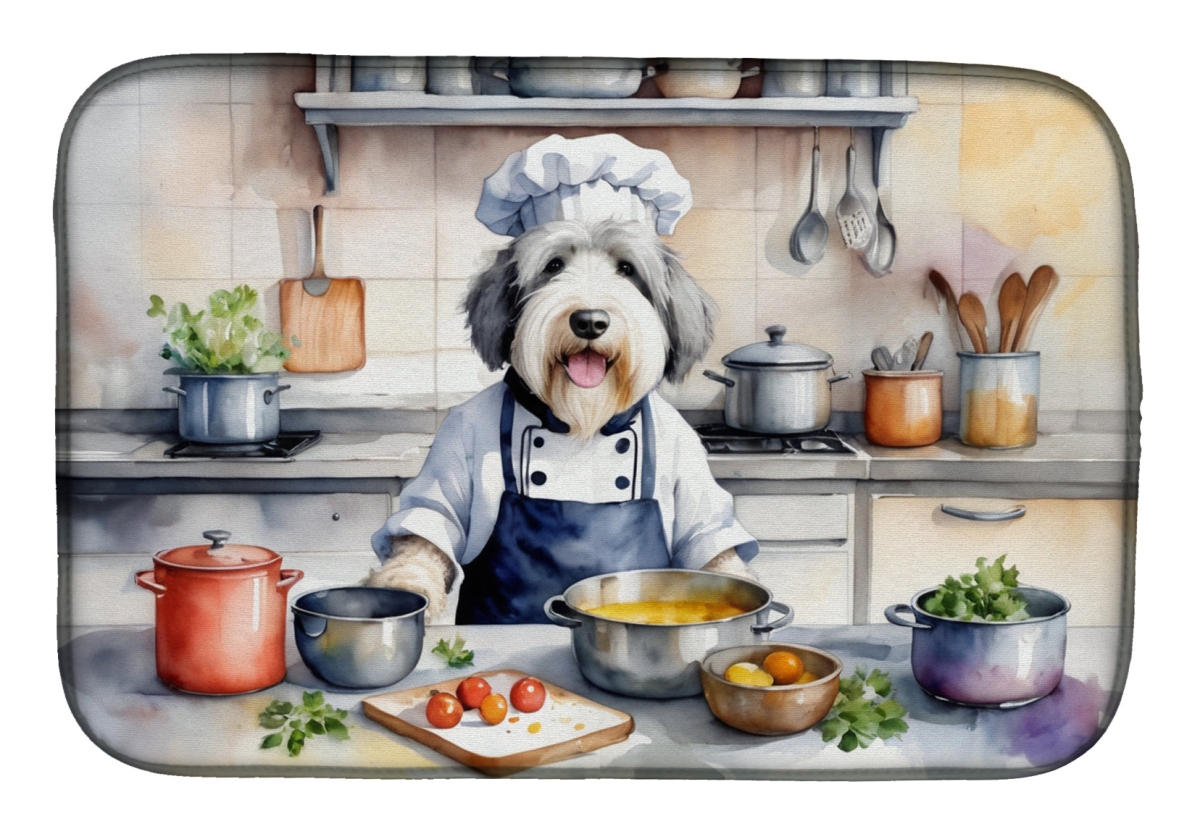 Picture of Carolines Treasures DAC6294DDM 21 x 14 in. Old English Sheepdog The Chef Dish Drying Mat