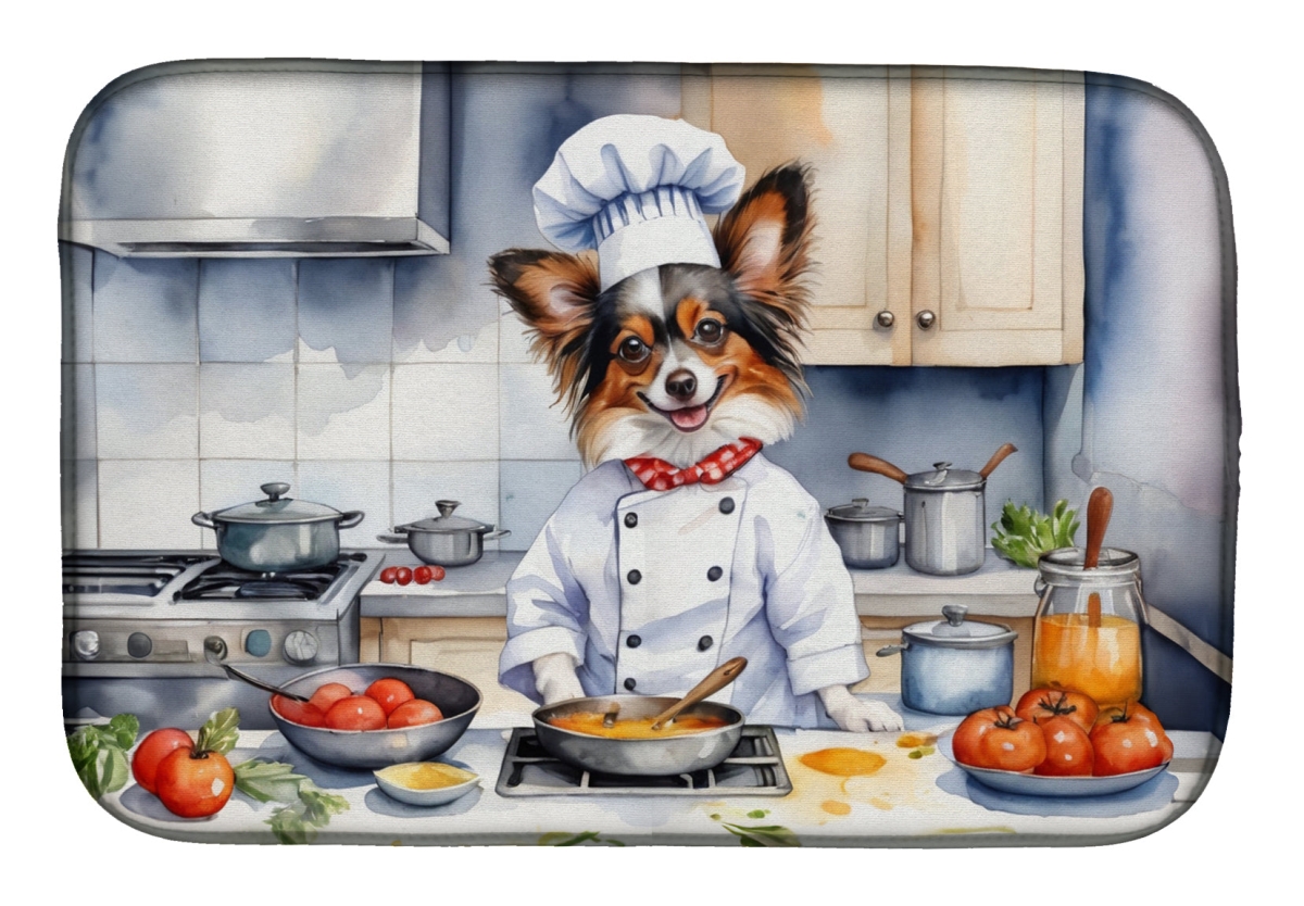 Picture of Carolines Treasures DAC6296DDM 21 x 14 in. Papillon The Chef Dish Drying Mat