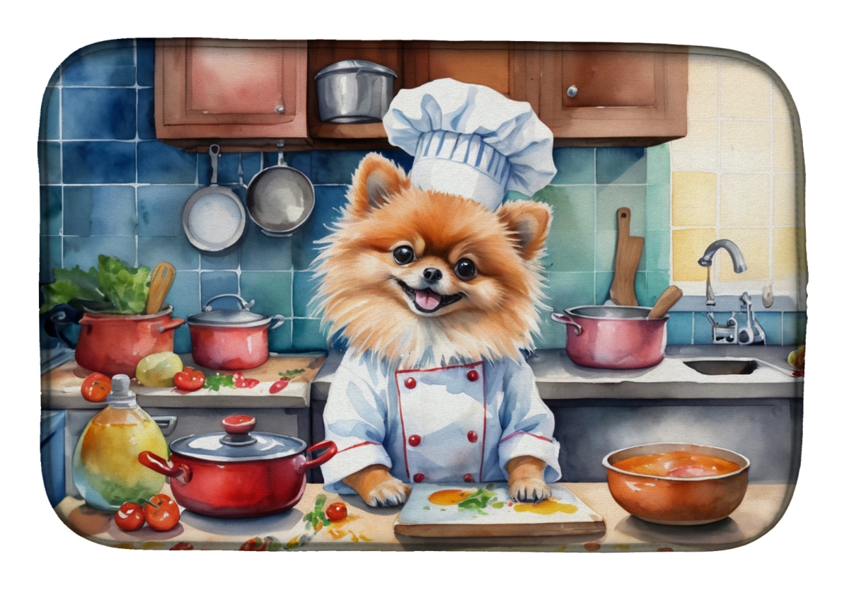 Picture of Carolines Treasures DAC6301DDM 21 x 14 in. Pomeranian The Chef Dish Drying Mat