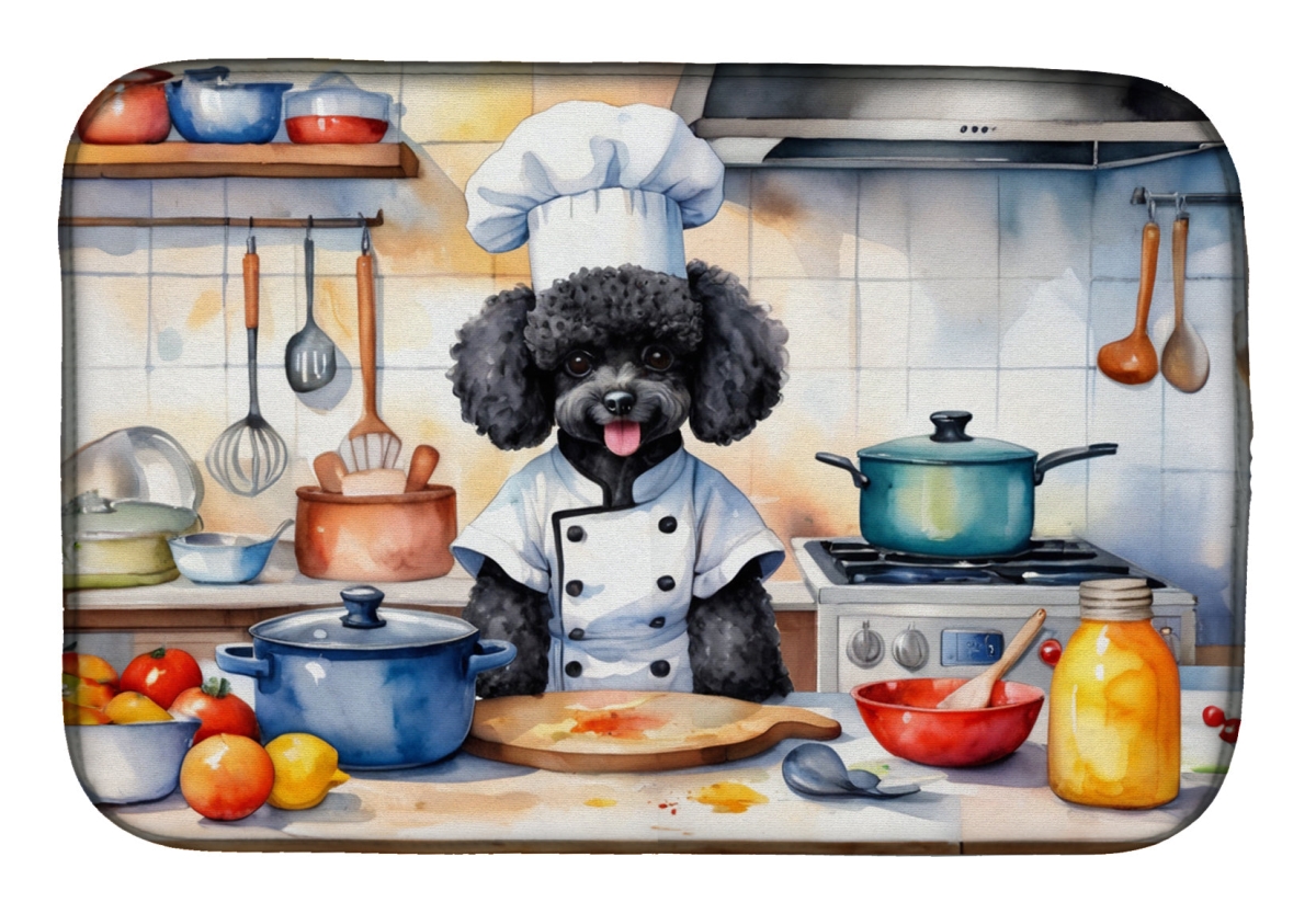 Picture of Carolines Treasures DAC6303DDM 21 x 14 in. Black Poodle The Chef Dish Drying Mat