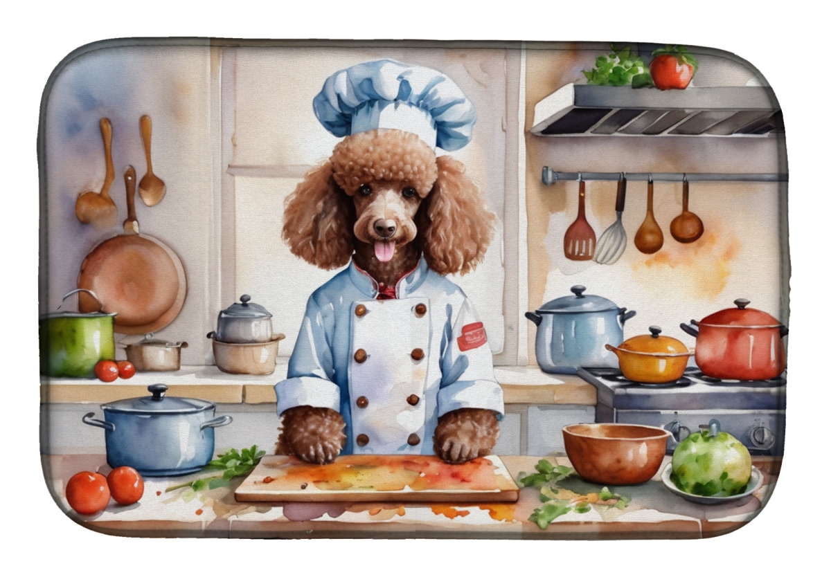 Picture of Carolines Treasures DAC6304DDM 21 x 14 in. Chocolate Poodle The Chef Dish Drying Mat