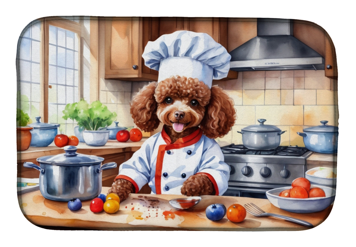 Picture of Carolines Treasures DAC6305DDM 21 x 14 in. Chocolate Poodle The Chef Dish Drying Mat