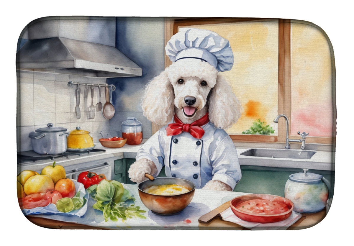 Picture of Carolines Treasures DAC6306DDM 21 x 14 in. White Poodle The Chef Dish Drying Mat