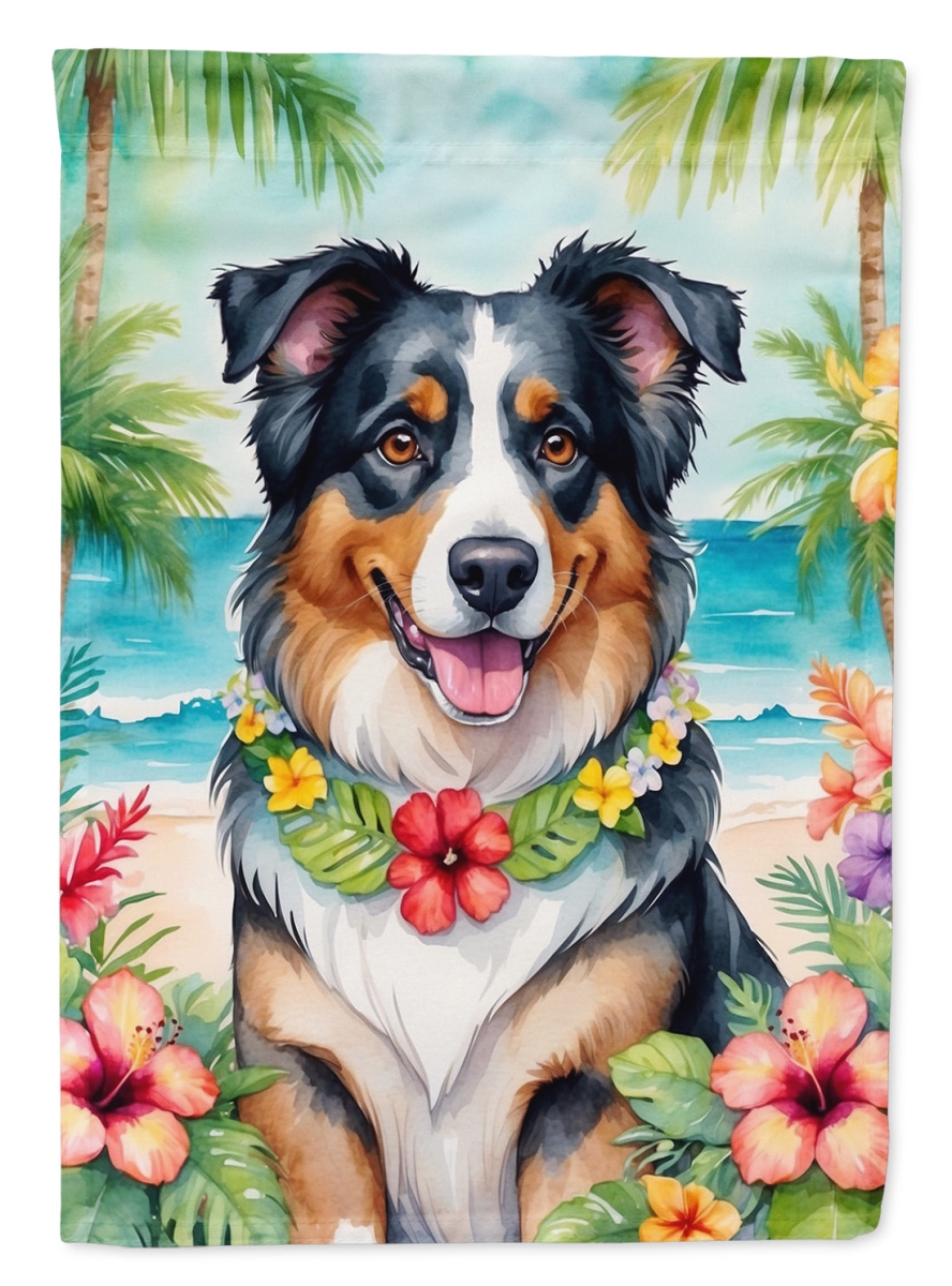 40 x 28 in. Australian Shepherd Luau House Flag
