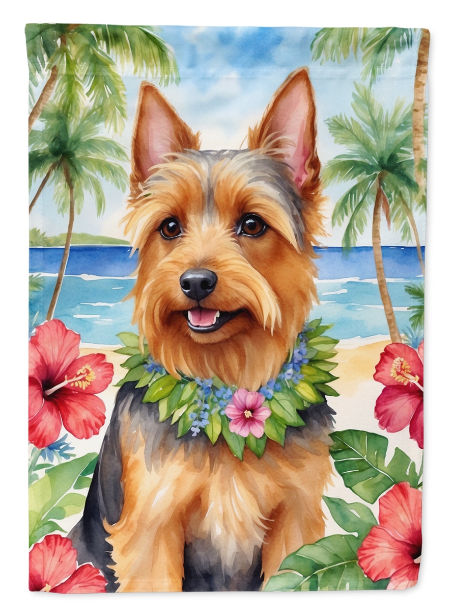 DAC6359CHF 40 x 28 in. Australian Terrier Luau House Flag
