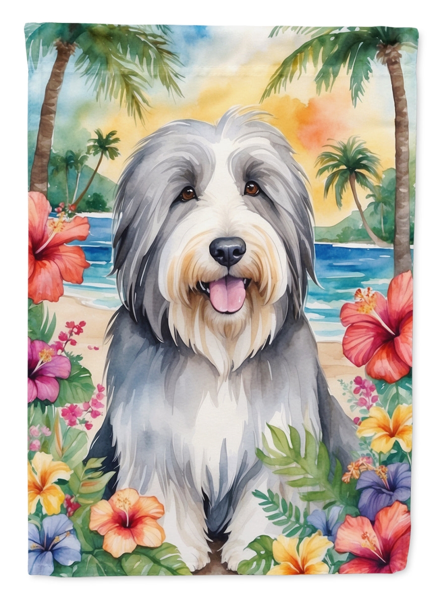 DAC6364CHF 40 x 28 in. Bearded Collie Luau House Flag