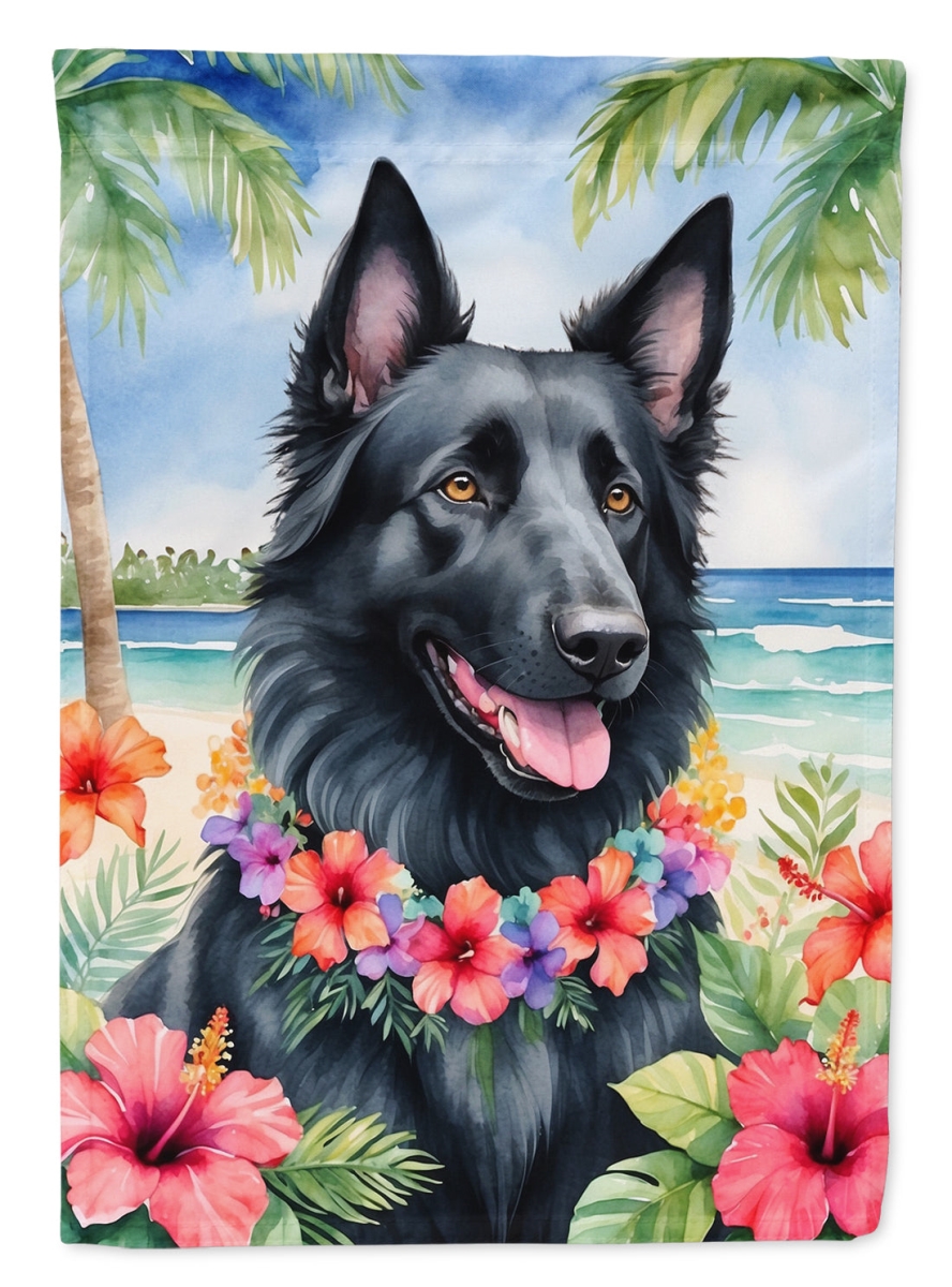 DAC6367CHF 40 x 28 in. Belgian Sheepdog Luau House Flag