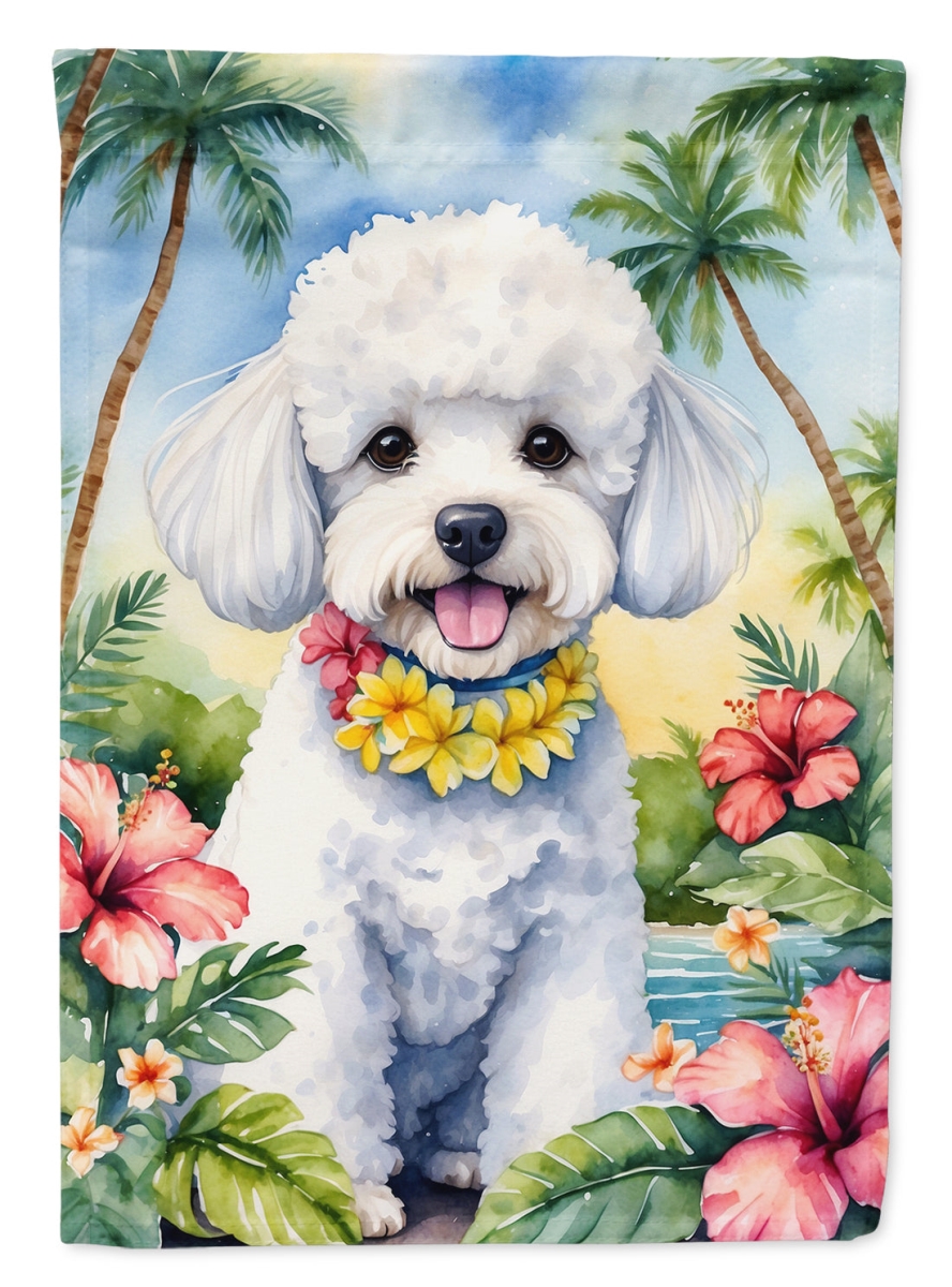 40 x 28 in. Bichon Frise Luau House Flag