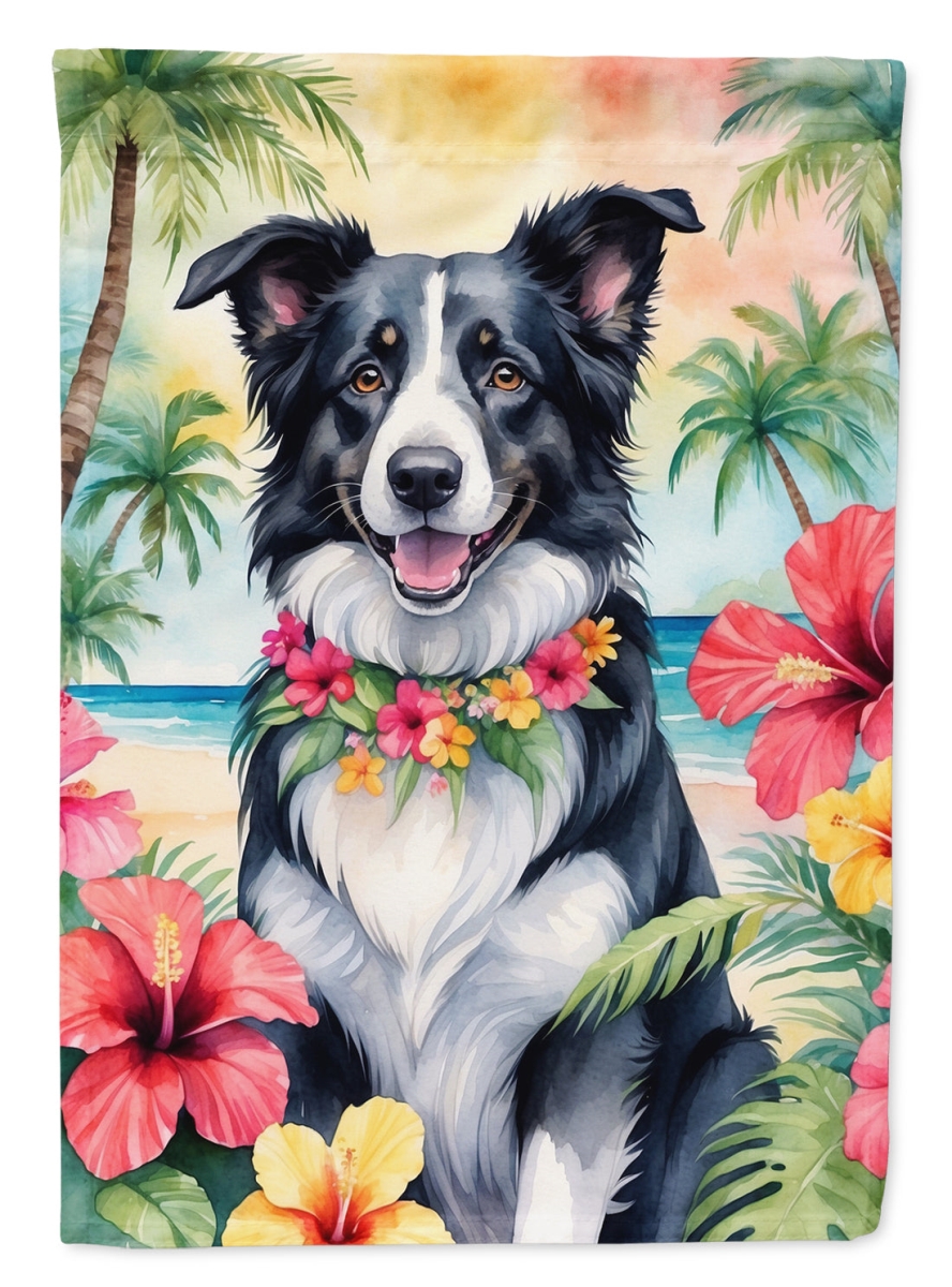 DAC6377CHF 40 x 28 in. Border Collie Luau House Flag