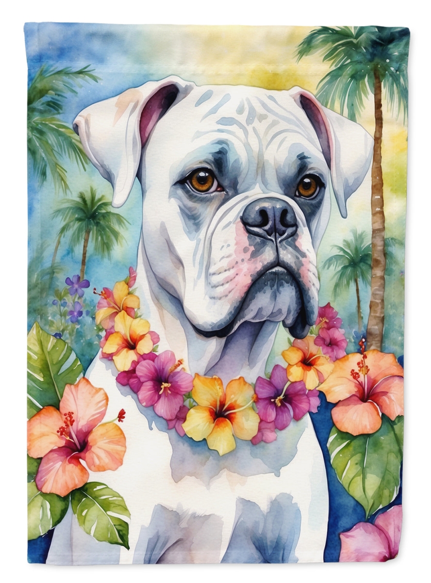 DAC6387CHF 40 x 28 in. White Boxer Luau House Flag