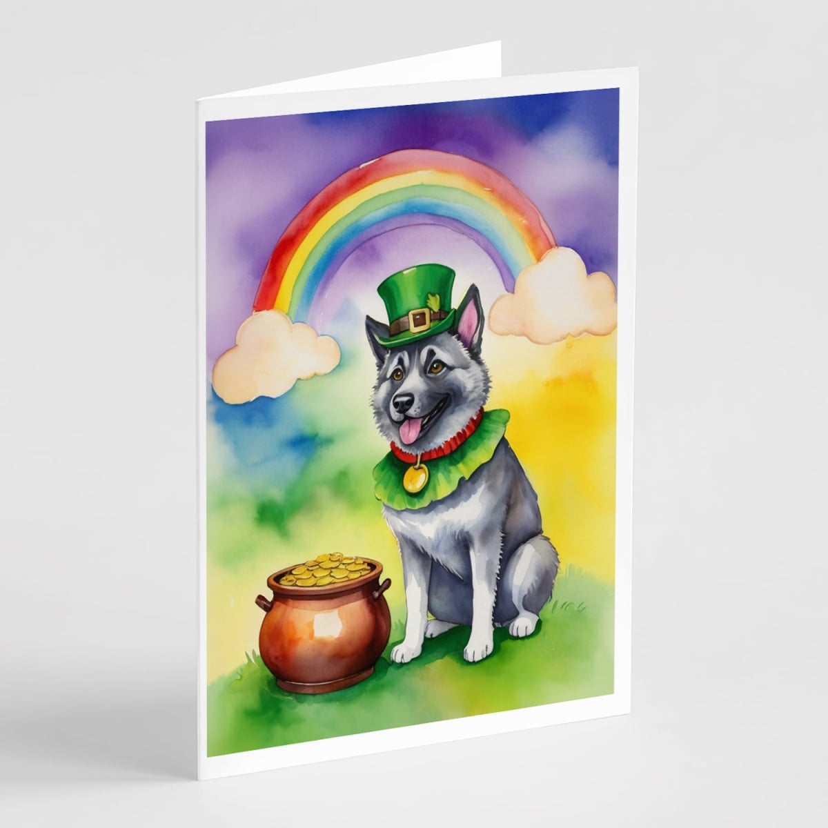 DAC5580GCA7P 5 x 7 in. Norwegian Elkhound St Patricks Day Greeting Cards - Pack of 8