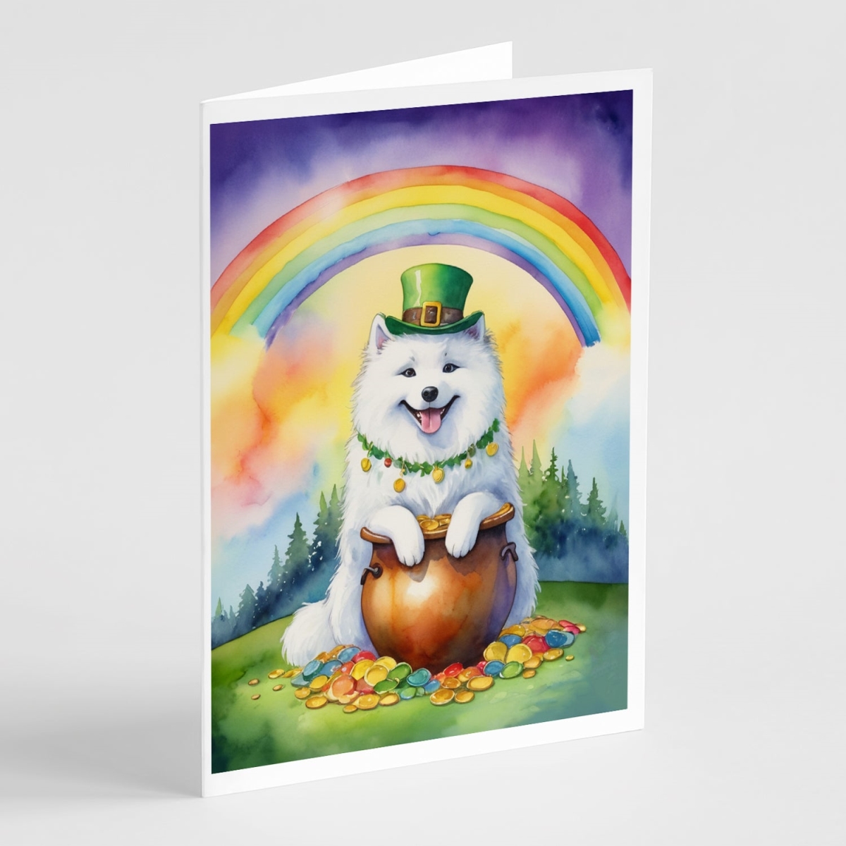 DAC5604GCA7P 5 x 7 in. Samoyed St Patricks Day Greeting Cards - Pack of 8