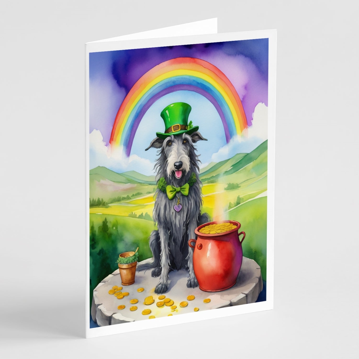 DAC5608GCA7P 5 x 7 in. Scottish Deerhound St Patricks Day Greeting Cards - Pack of 8