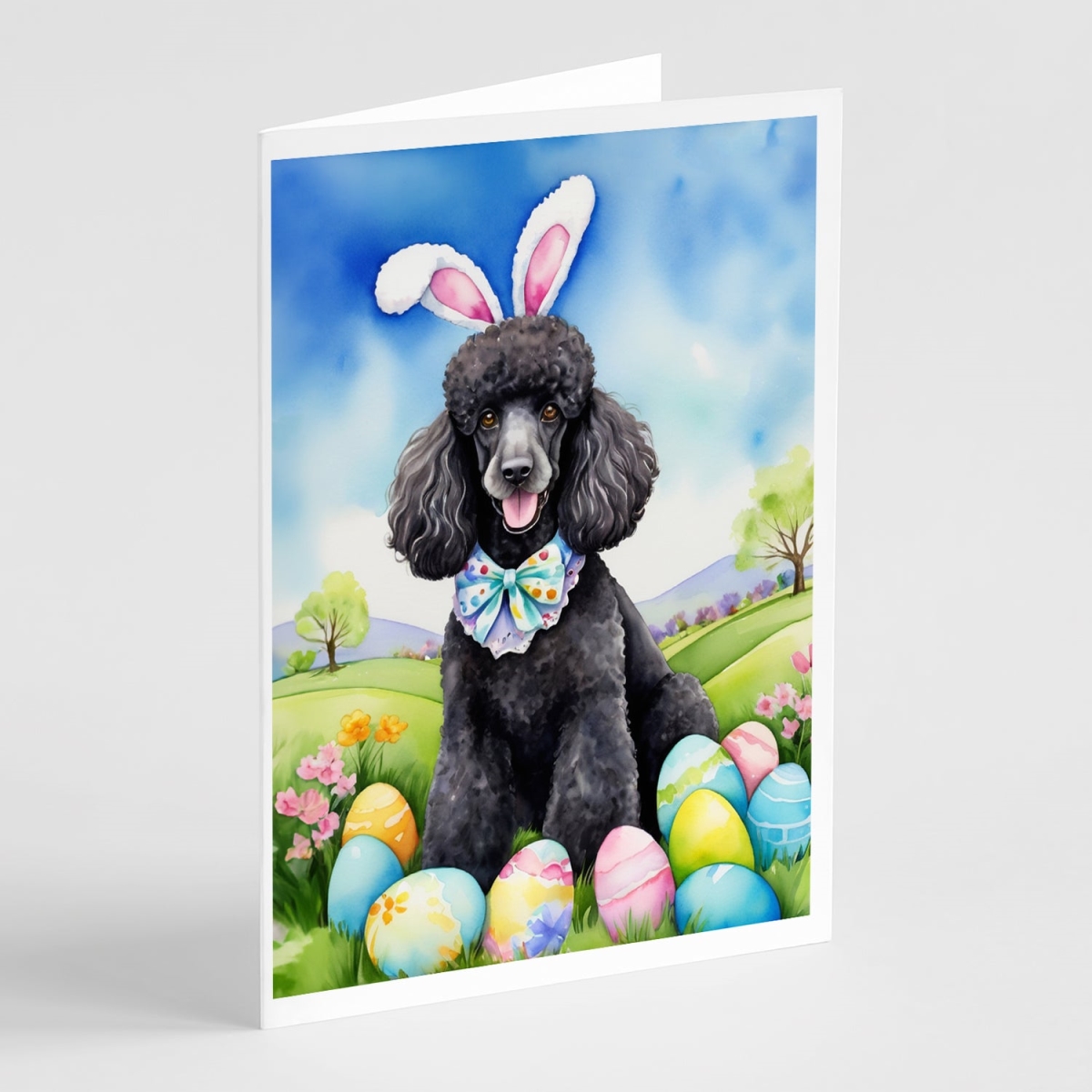 DAC5139GCA7P 5 x 7 in. Black Poodle Easter Egg Hunt Greeting Cards - Pack of 8