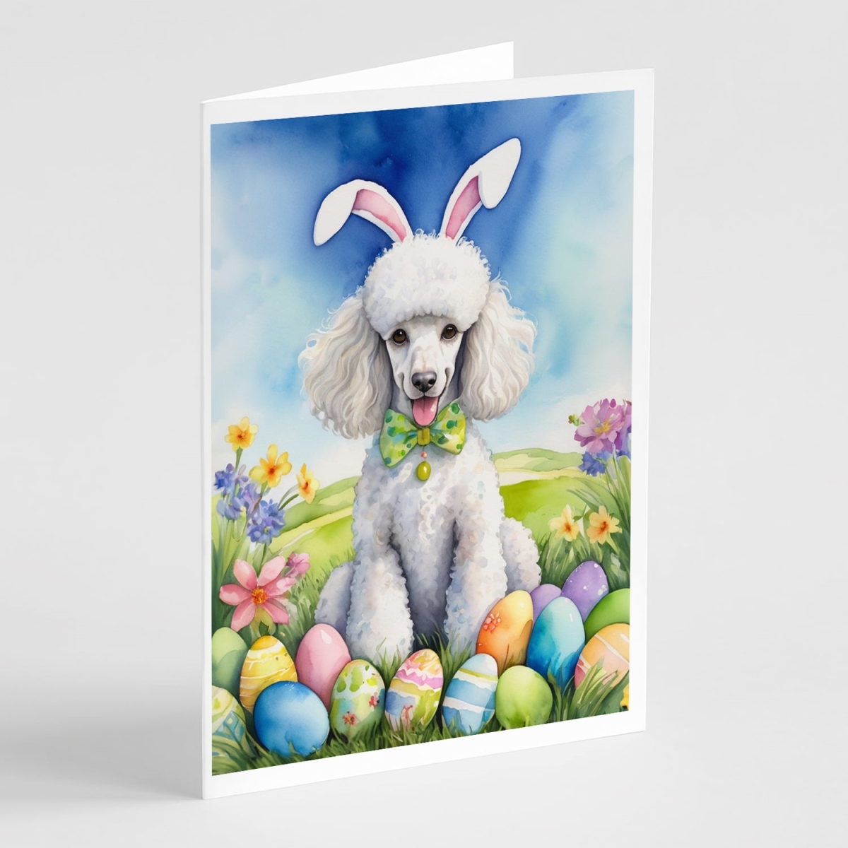 DAC5144GCA7P 5 x 7 in. White Poodle Easter Egg Hunt Greeting Cards - Pack of 8