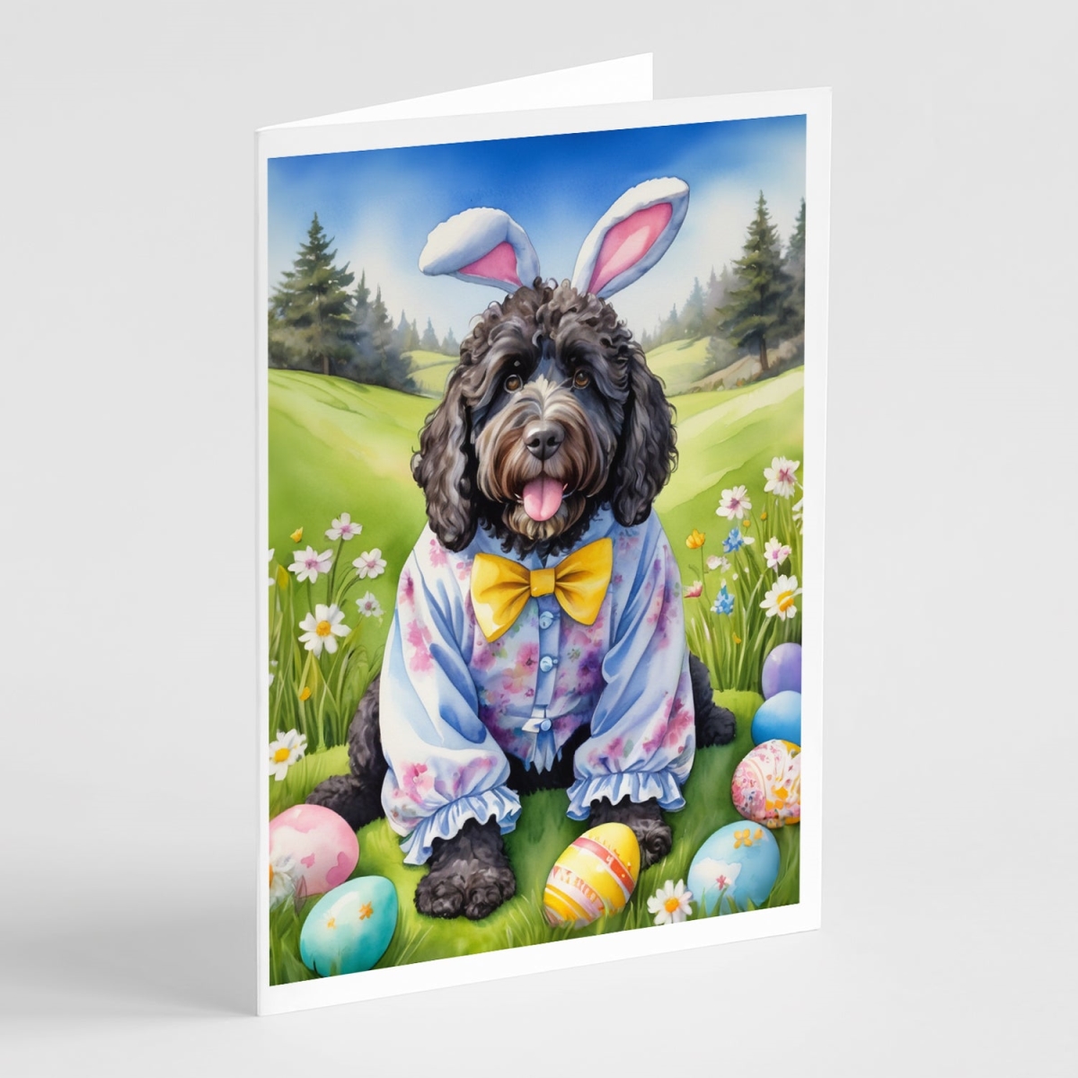 DAC5149GCA7P 5 x 7 in. Portuguese Water Dog Easter Egg Hunt Greeting Cards - Pack of 8