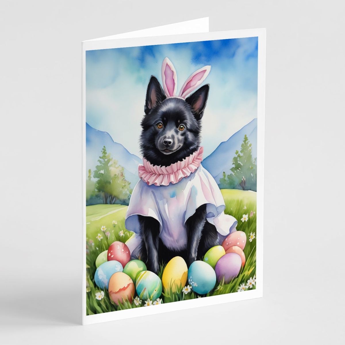 DAC5166GCA7P 5 x 7 in. Schipperke Easter Egg Hunt Greeting Cards - Pack of 8