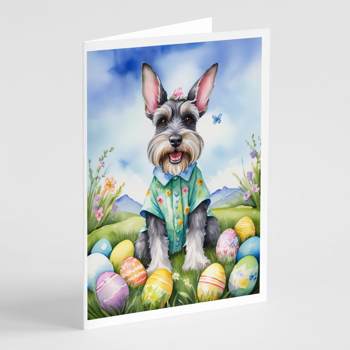 DAC5168GCA7P 5 x 7 in. Schnauzer Easter Egg Hunt Greeting Cards - Pack of 8
