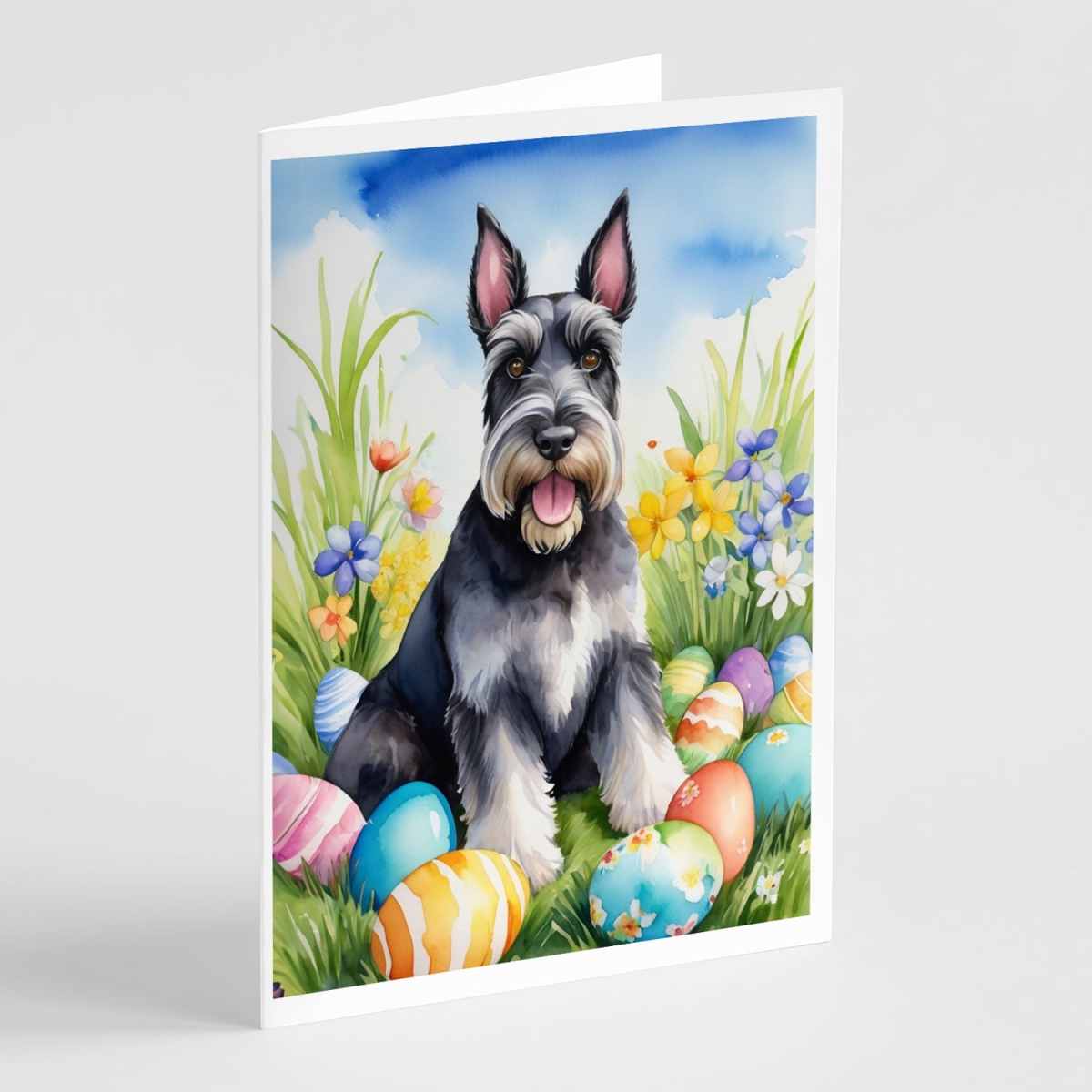 DAC5169GCA7P 5 x 7 in. Schnauzer Easter Egg Hunt Greeting Cards - Pack of 8