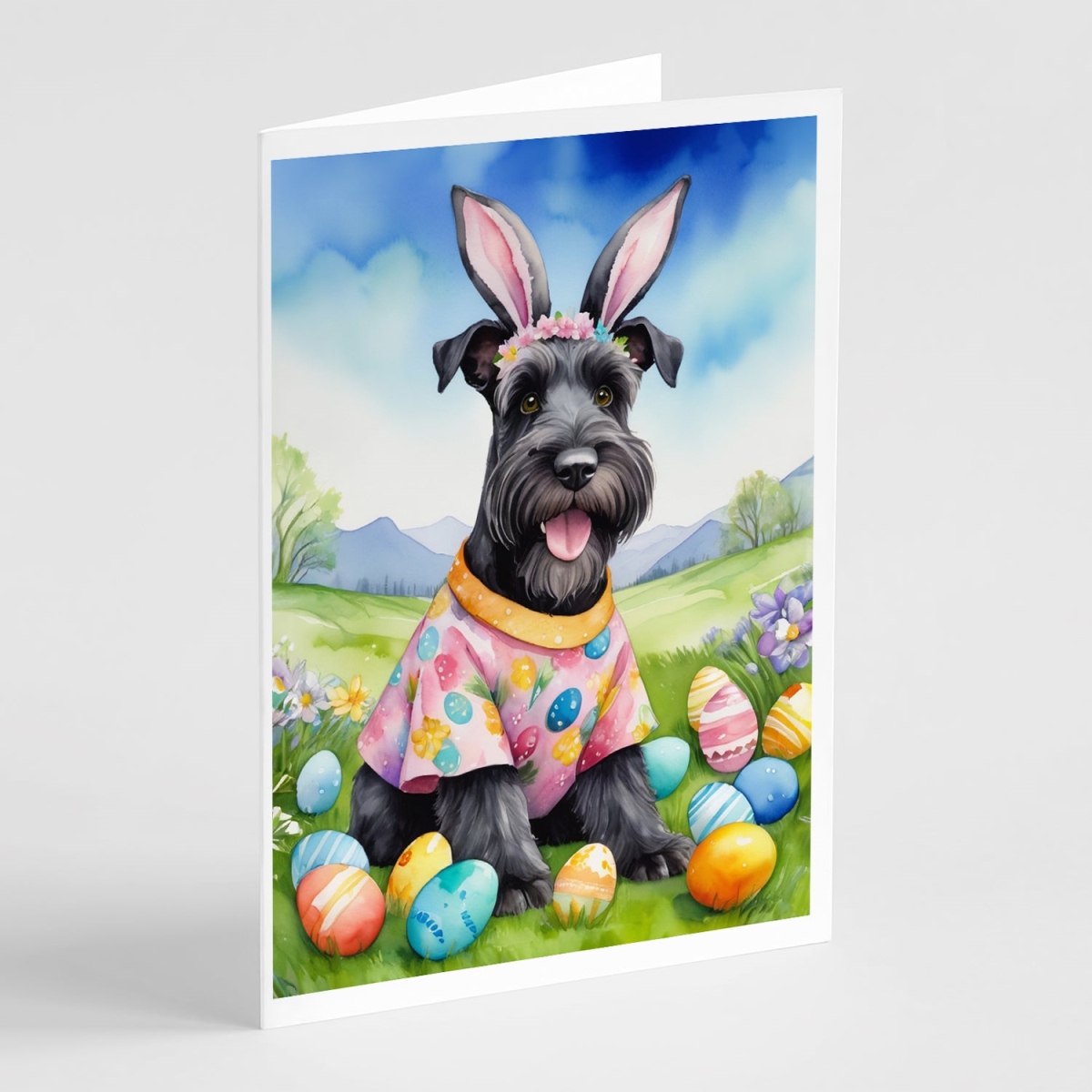 DAC5170GCA7P 5 x 7 in. Schnauzer Easter Egg Hunt Greeting Cards - Pack of 8