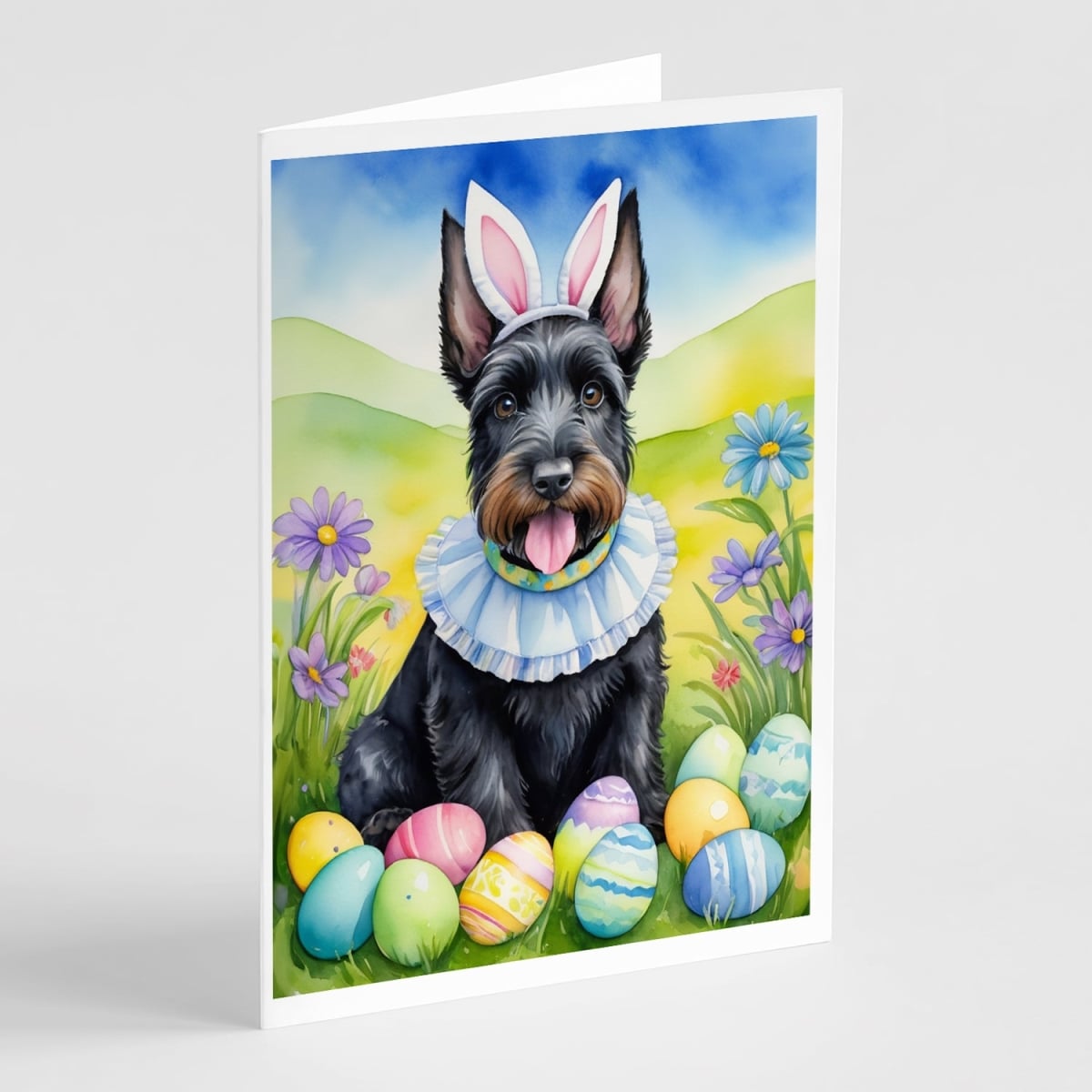 5 x 7 in. Scottish Terrier Easter Egg Hunt Greeting Cards - Pack of 8