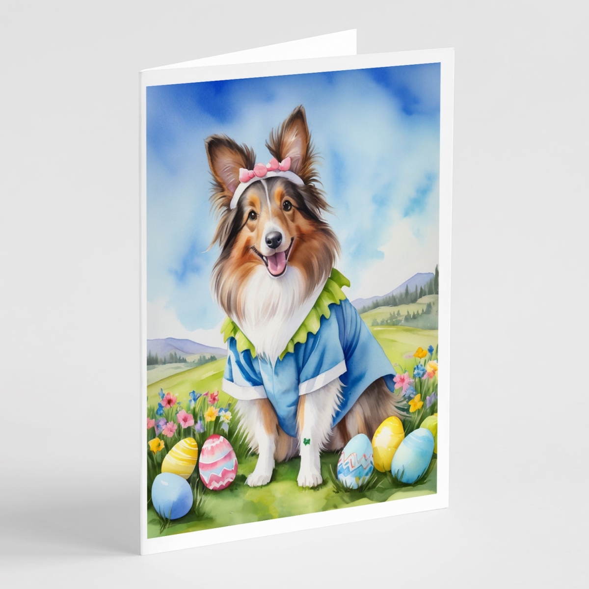 DAC5177GCA7P 5 x 7 in. Sheltie Easter Egg Hunt Greeting Cards - Pack of 8