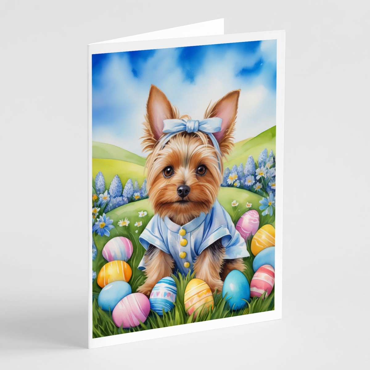 DAC5186GCA7P 5 x 7 in. Silky Terrier Easter Egg Hunt Greeting Cards - Pack of 8
